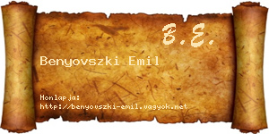 Benyovszki Emil névjegykártya